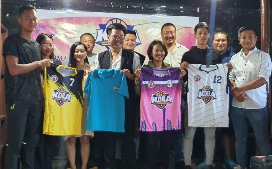 Medozhatuo Rutsa and others during the launch of KDBA official jersey in Kohima on August 21. (Morung Photo)